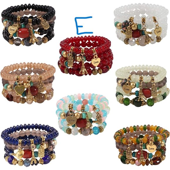 Groups of 8 Bohemian Bracelets for Women Stretch Multilayer Colorful Be… - Picture 5 of 10
